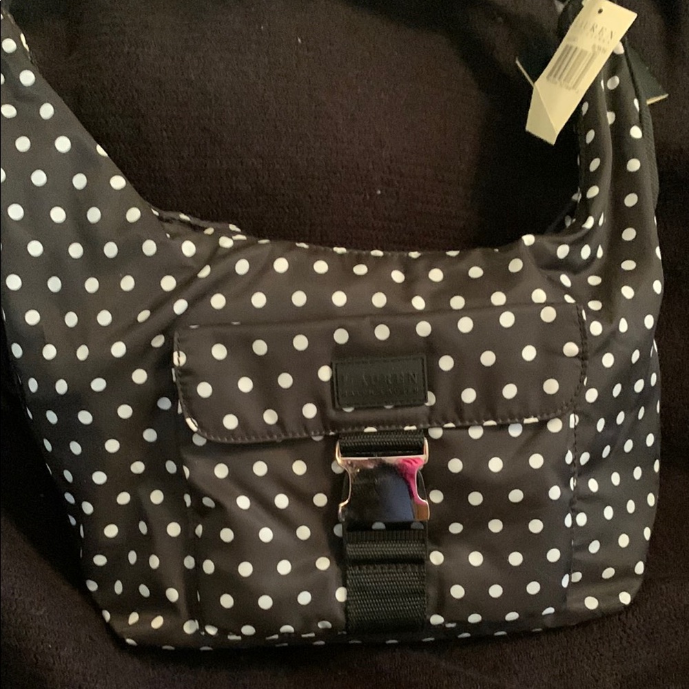 Ralph Lauren Black and White Polka Dot Shoulder Bag